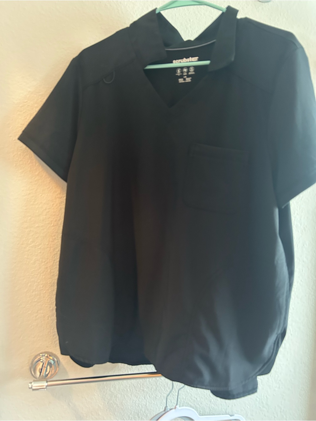 Scrubstar Polo Black Top L Nwot